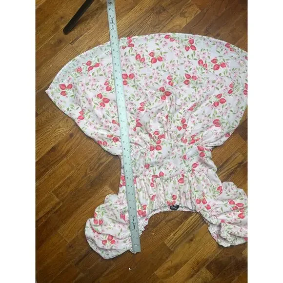 Trixxi White Strawberry Floral Puff Sleeve Dress Women’s Size Large Cottagecore - Picture 3 of 8